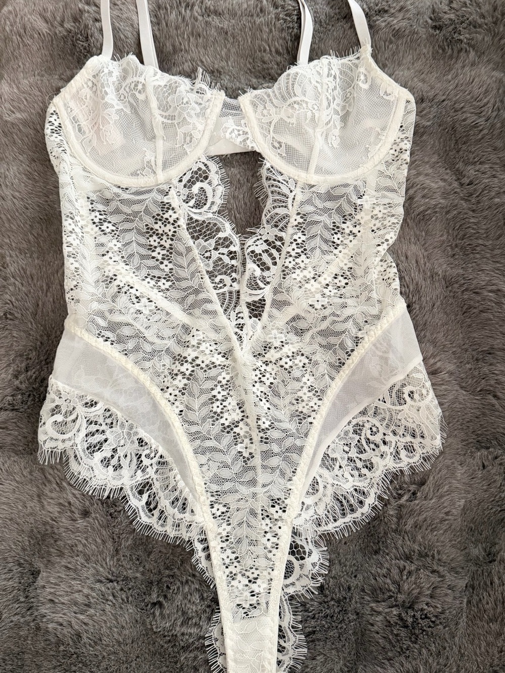 White Lace Bodysuit Tank Top - Brand Unspecified